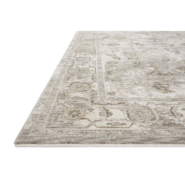 Traditional Amber Lewis x Loloi Honora Grey / Taupe 18" x 18" Sample Rug For Sale - Image 3 of 7