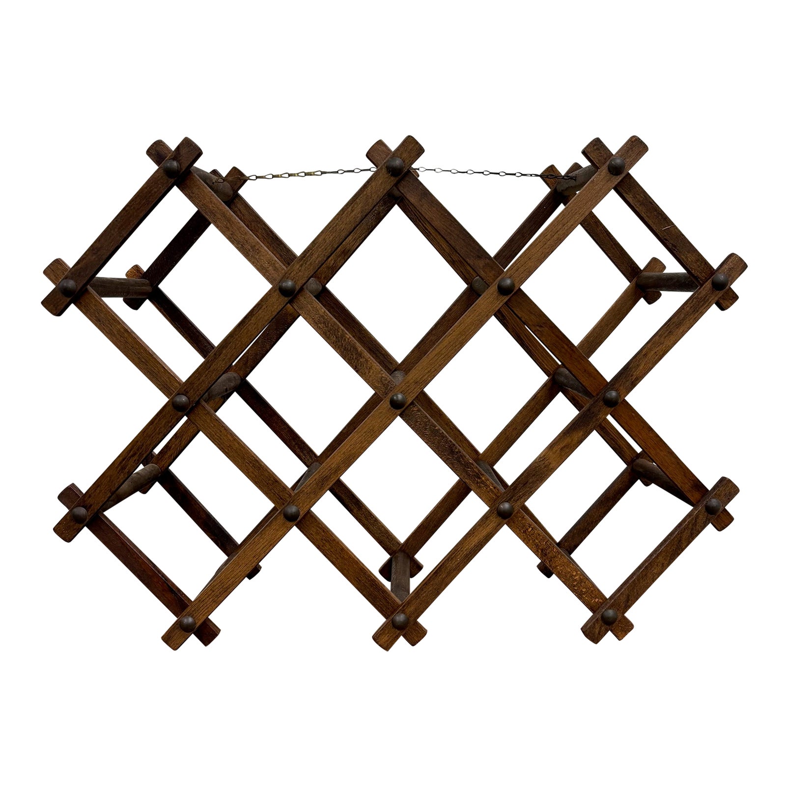 Vintage Wooden Accordion Style Collapsible Wine Rack | Chairish