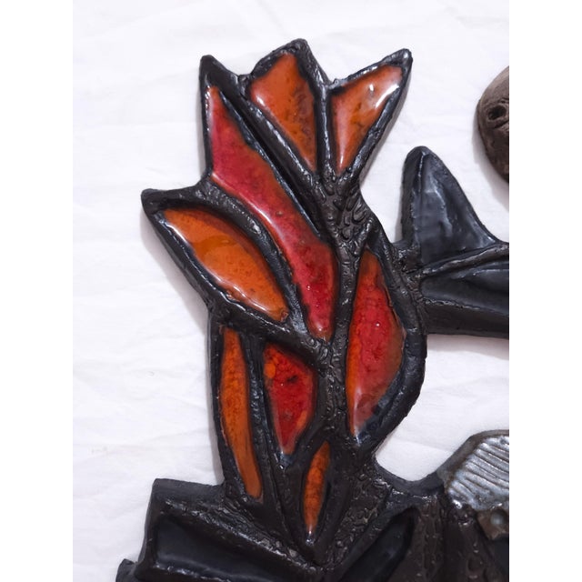 Mid-Century Art Pottery Wall Tile from Elisabeth Vandeweghe, Belgium, 1960s, in Flawless conditions. Designed 1970 to 1979...