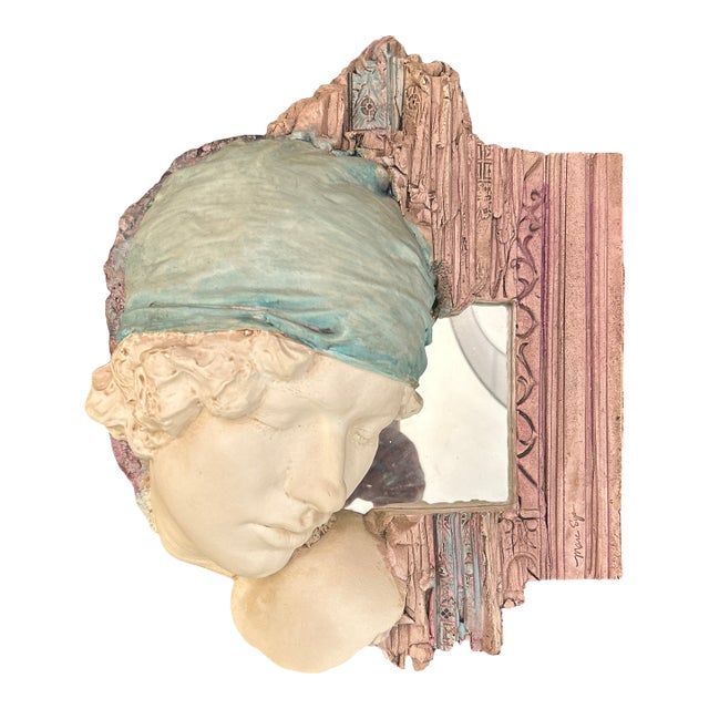 Marc Sijan Art Nouveaux Style Mirror With Female Bust Signed For Sale