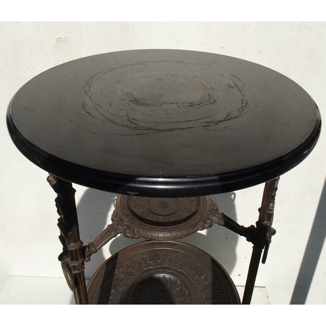 Antique Cast Iron Side Table with Black Marble Top by E.G. Zimmermann, Hanau, 1890s For Sale - Image 10 of 18