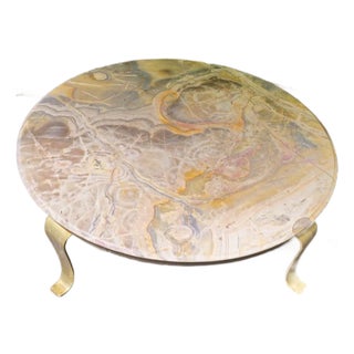 1960s Attributed to Arturo Pani for Muller Onyx Top Brass Coffee Table For Sale