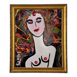 Thomas Pulgini, Expressionist Nude With Colorful Background For Sale