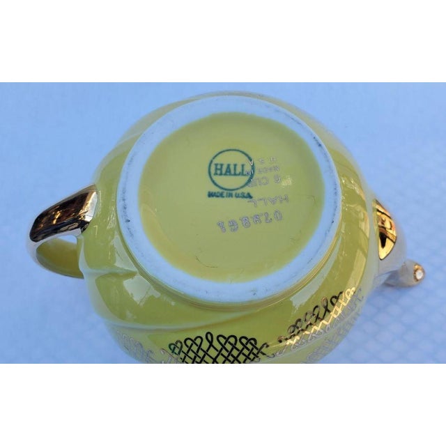 Hall Ceramics 1960s Canary Yellow Teapot With 24k Gold Gilding "Made in u.s.a" by Hall Ceramics For Sale In Los Angeles - Image 6 of 17