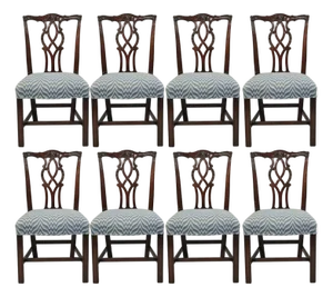 Vintage Kindel Georgian Chippendale Mahogany Dining Room Side Chairs - Set of 8