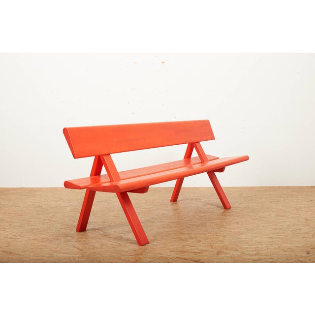 Ash Wood Bench in Stained and Lacquered Red for the Frankfurt Book Fair by Moritz Schmid for Röthlisberger, 2014 For Sale - Image 5 of 12