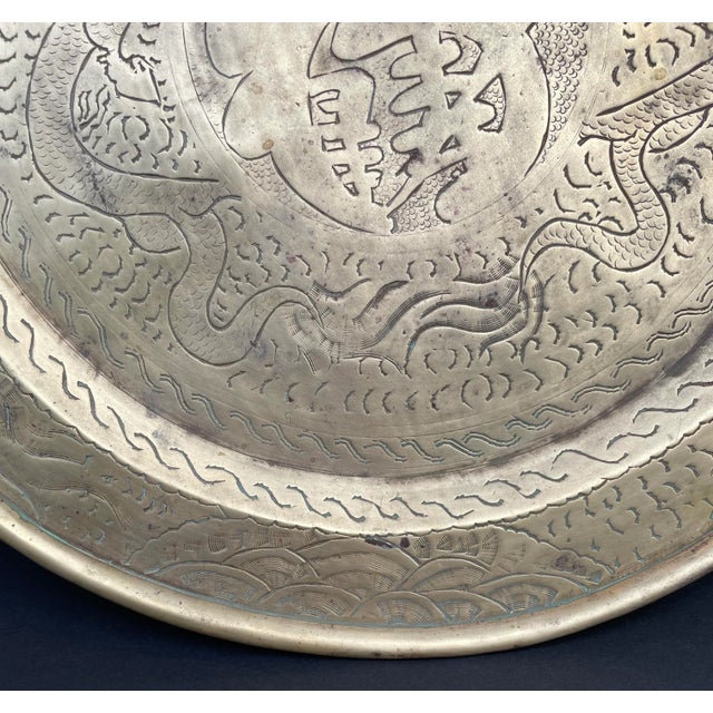 1930s 1930s Chinese Dragon Brass Tray For Sale - Image 5 of 7
