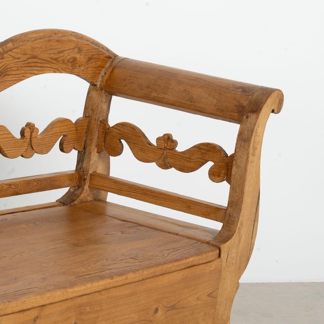 19th Century Swedish Pine Bench With Storage For Sale - Image 10 of 14
