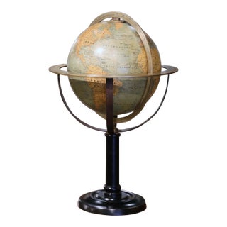 Mid 19th Century French Globe on Carved Walnut Base Signed Ch. Perigot, Paris For Sale