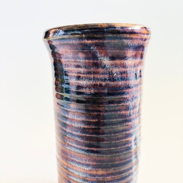 Late 20th Century Vintage Purple Studio Pottery Vase For Sale - Image 5 of 8
