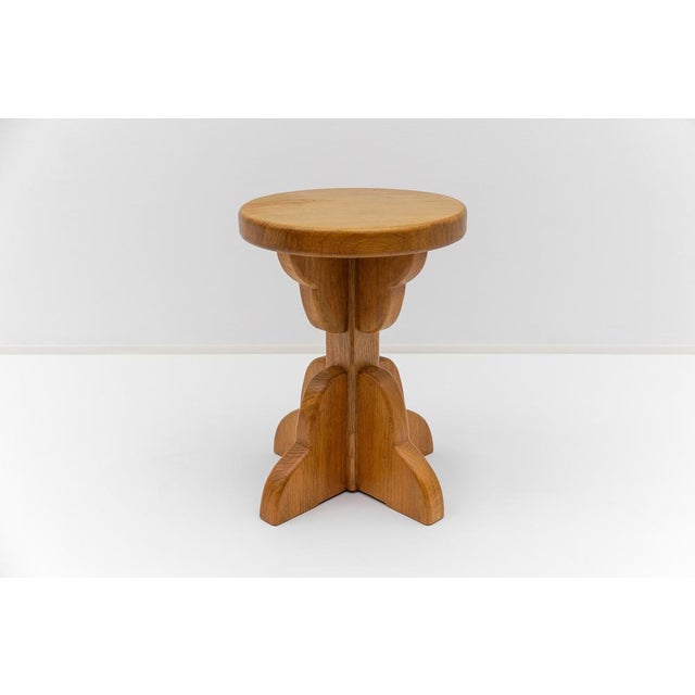 Brown Mid-Century Modern French Oak Stools, 1960s, Set of 2 For Sale - Image 8 of 18