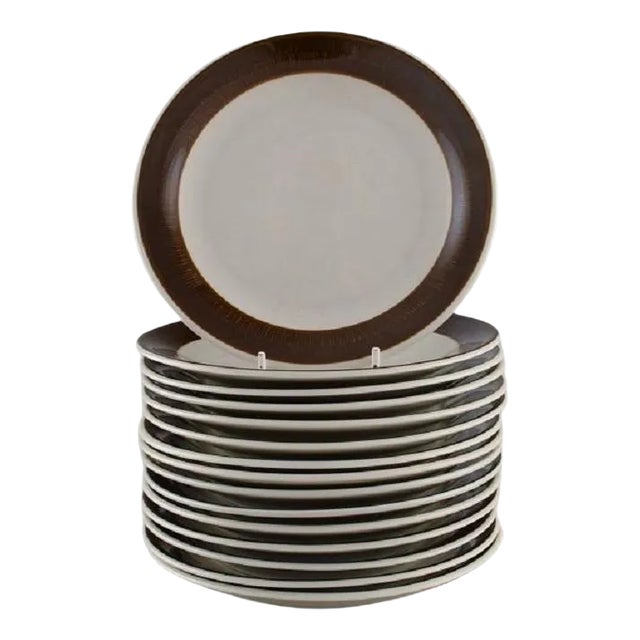 Koka Dinner Plates by Hertha Bengtson for Rörstrand, Set of 15 For Sale
