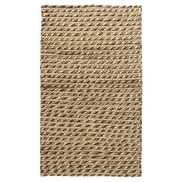 Modern Striped Beige Sylvan Handmade Wool Rug by Doris Leslie Blau For Sale