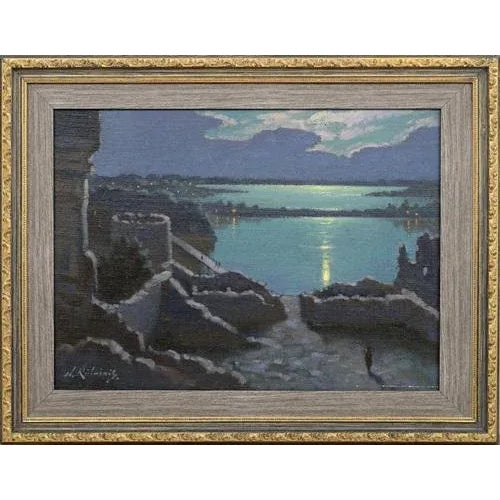 Trokai Castle in Lithuania Before Restoration, 1970s, Oil Painting For Sale - Image 4 of 4