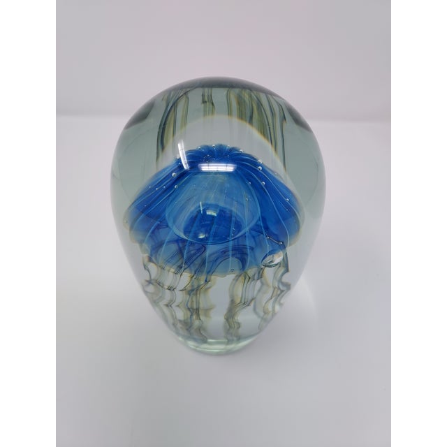Glass Robert Eickholt Blown Glass Jelly Fish Sculpture Paperweight Signed on Base "Eickholt 2006 Coaf" For Sale - Image 7 of 9