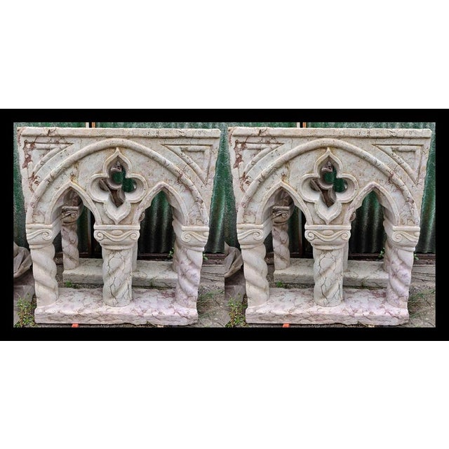Gold Spectacular Marble Mullioned Windows or Table Bases - H 76 Cm, Venice, Set of 2 For Sale - Image 8 of 9