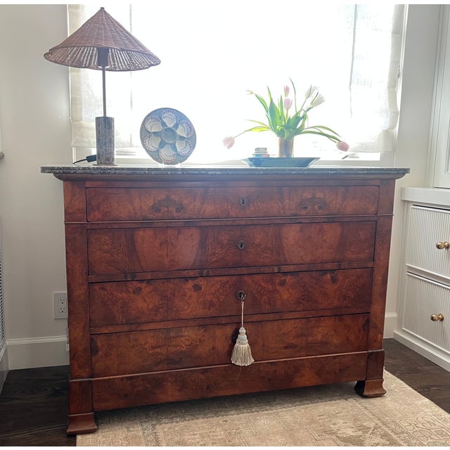 Brown Louis Phillipe Console Chest With Black Marble Top, Mid 1800's For Sale - Image 8 of 11