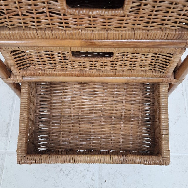 Mid-Century Modern Italian Rattan and Wicker Three-Drawer Chest, 1970s For Sale - Image 9 of 14