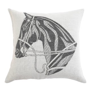 Horse Head Charcoal Alpaca Pillow - Left-Facing For Sale