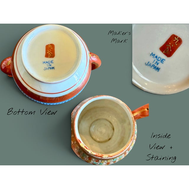 Ceramic Vintage Japanese 1000 Thousand Faces Teapot-Hand Painted Porcelain-Kutani Style For Sale - Image 7 of 11