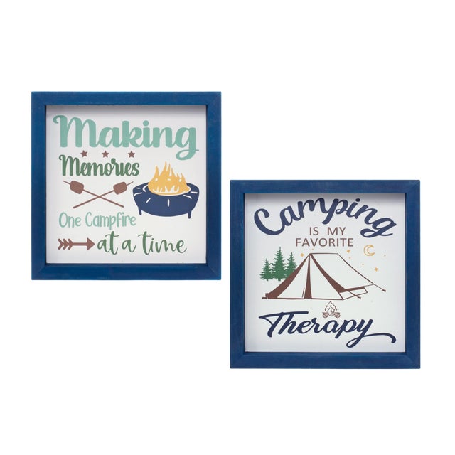Bring the joy of the outdoors inside with this charming set of Camping Sentiment Signs. Each 10" square sign features...