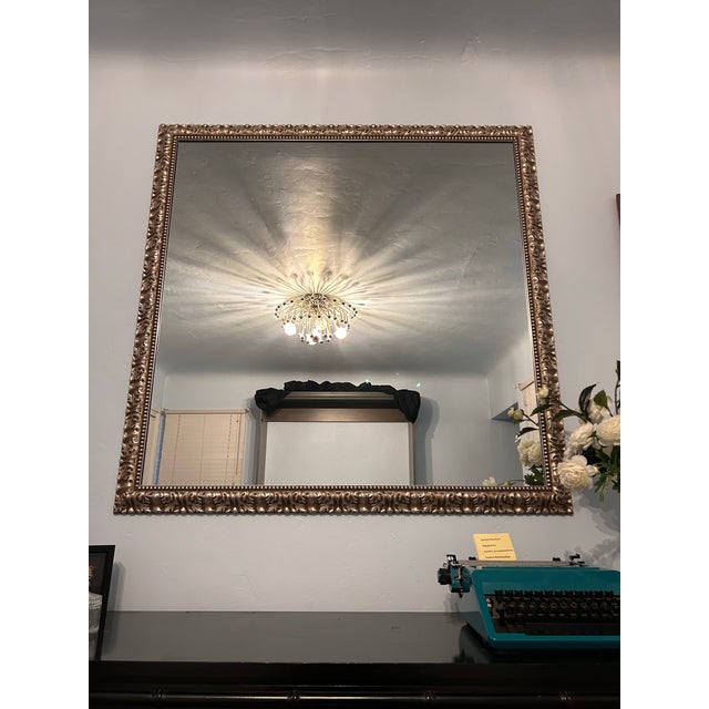 Rococo Italian Regency Silver Gilt Carved Wood Large Mantle Mirror For Sale - Image 3 of 5