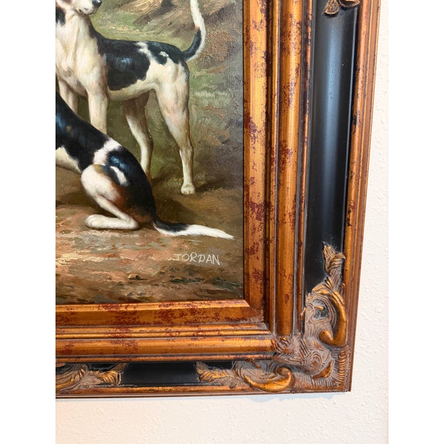 Jordan Original Oil Painting, English Fox Hunt Scene With Rider, Horses & Hounds For Sale In Jacksonville, FL - Image 6 of 9