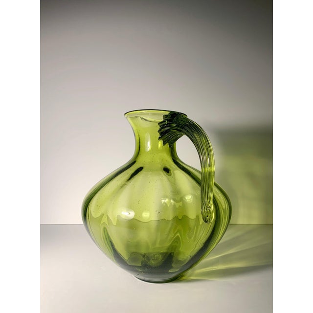 Winslow Anderson Large Blenko Optic Chartreuse Glass Pitcher Vase by Winslow Anderson For Sale - Image 4 of 7