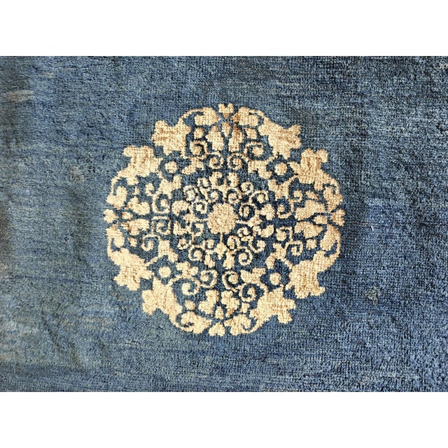 1890s Classic Blue Ground Medallion Traditional Antique Chinese Peking Rug For Sale In New York - Image 6 of 7