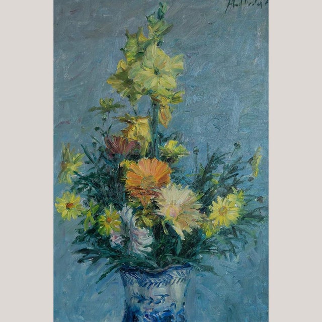 Impressionist Artist, Floral Still Life, Original Oil on Canvas For Sale - Image 7 of 7