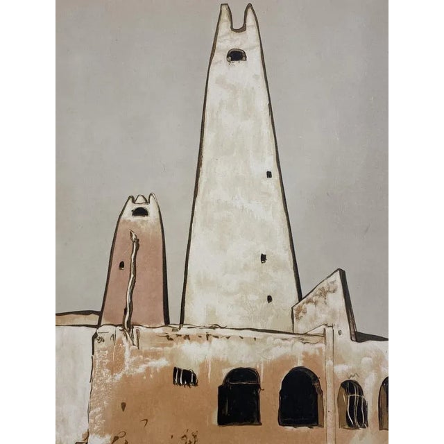Paul Elie Dubois, Musée de Ghardaïa: L'ancien minaret, 20th Century, Woodcut on Parchment For Sale - Image 5 of 5