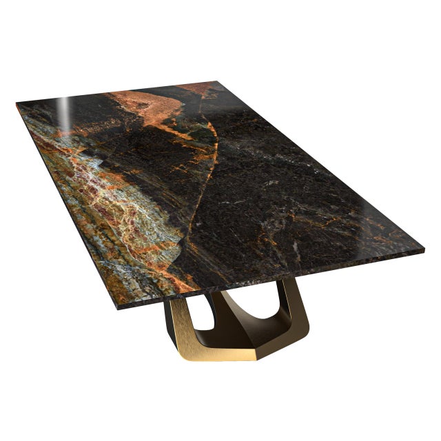 Bronze "Pagina" Coffee Table With Bronze and Golden Cobra Marble, Handmade For Sale - Image 8 of 8