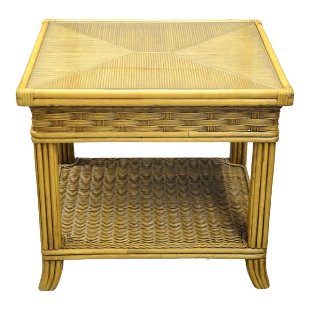 Braxton Culler Bamboo Glass Top Table For Sale
