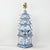 Pair of Vintage Dutch Style Blue and White Hand Painted Pagoda Metal Table Lamps With Cherub and Floral Motif For Sale In New York - Image 6 of 13