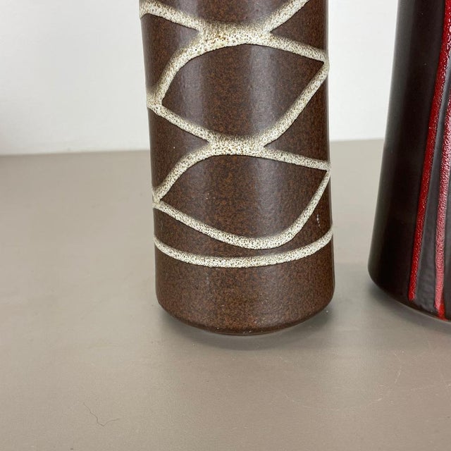Fat Lava Pottery Vases attributed to Scheurich, Germany, 1970s, Set of 2 For Sale - Image 10 of 18