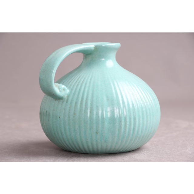 Turquoise Jug with Handle by Michael Andersen, 1940s For Sale - Image 4 of 8