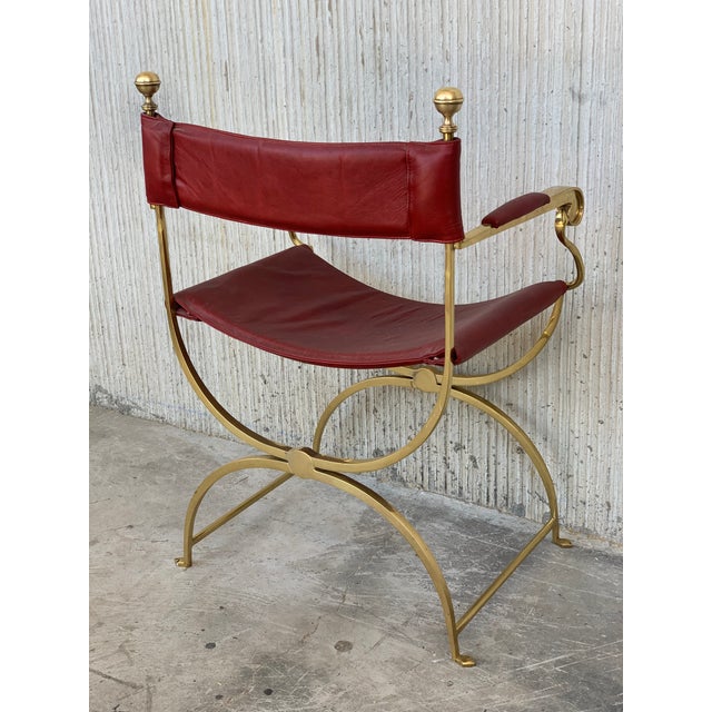 1960s Italian Hollywood Regency Chrome and Leather Savonarola Director's Chairs For Sale - Image 4 of 13