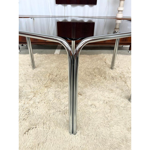 Glass Chrome and Hexagonal Glass Dining Table, 1970s For Sale - Image 7 of 17