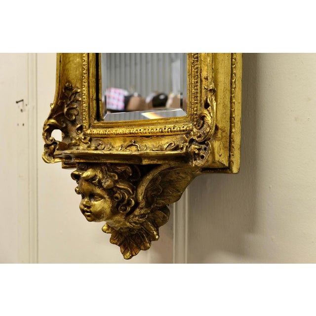 Glass Rococo Style Gilt Wall Mirror with Putti and Shelf Bracket, 1970 For Sale - Image 7 of 8