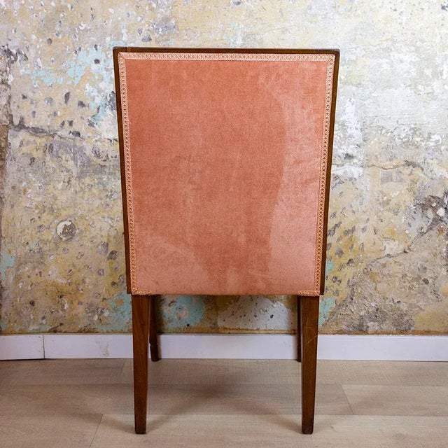 Spanish Chair in Walnut with Velvet Pink Seat, 1940s For Sale - Image 4 of 11