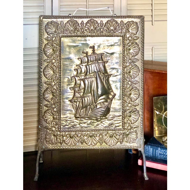 Vintage Clipper Brass Fireplace Nautical Decoration Mariner Ship