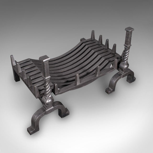 Antique Fireplace Set, English Cast Iron, Fire Basket, Andirons, Edwardian, 1910 For Sale - Image 6 of 10