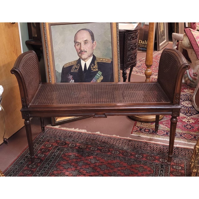 Antique Georgian Style Cane Window Bench For Sale In Philadelphia - Image 6 of 13