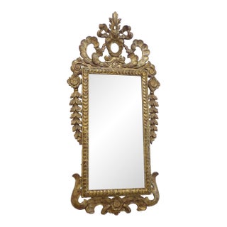 Antique Carved Italian Giltwood Mirror For Sale