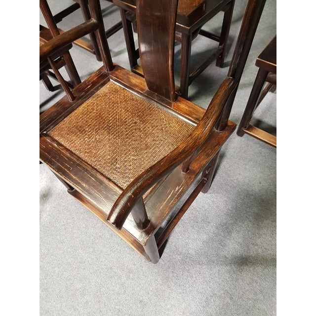 Vintage Chinese Brown Tall Yokeback Chairs, Set of 6 For Sale - Image 5 of 16