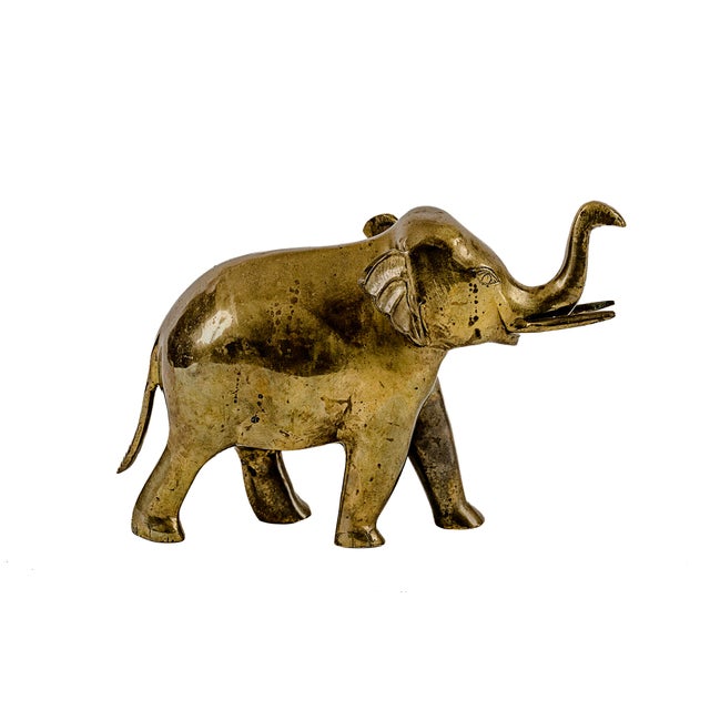 Mid-Century Modern Vintage Mid-Century Modern Solid Brass Elephant Figurine For Sale - Image 3 of 10