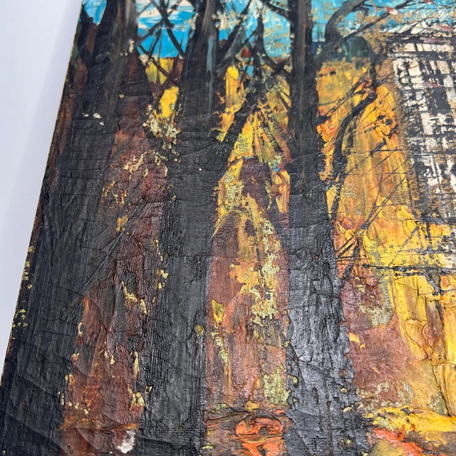 Vintage Abstract City Scape Oil on Canvas For Sale - Image 11 of 12
