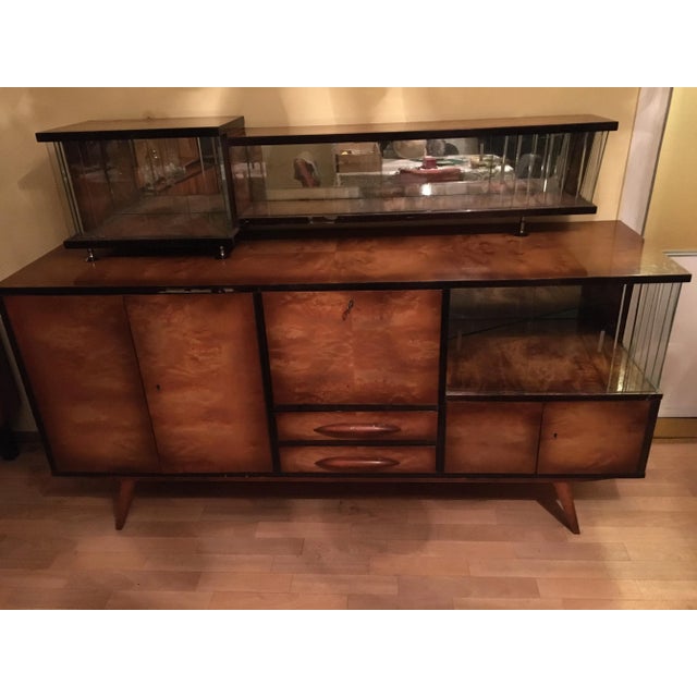 Great Buffet from the 1950s Made of Beech wood and high gloss natural wood veneer. Beautiful ground glass. Good original...
