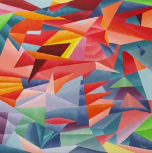 "Acuático" Geometric Acrylic Painting by Trish Toro