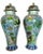 Chinese Pair of Mid 20th Century Chinese Porcelain Famille Rose Reproduction Foo Dog Temple Jars For Sale - Image 3 of 9